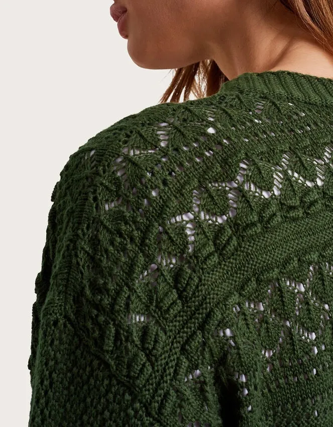 Women Phea Pointelle Cardigan Green Monsoon Cardigans