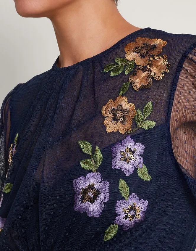Women Phoebe Embellished Tea Dress Blue Monsoon Dresses