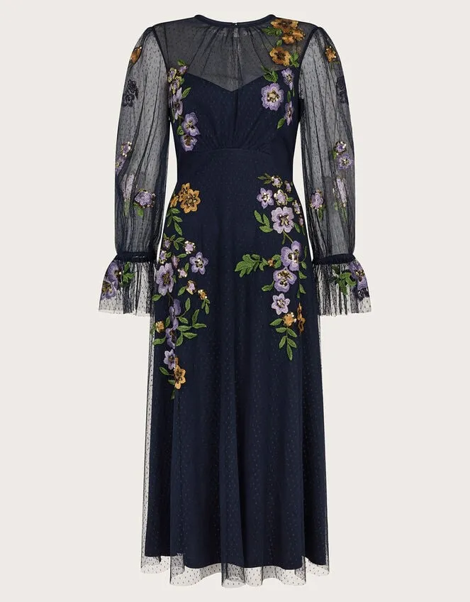 Women Phoebe Embellished Tea Dress Blue Monsoon Dresses