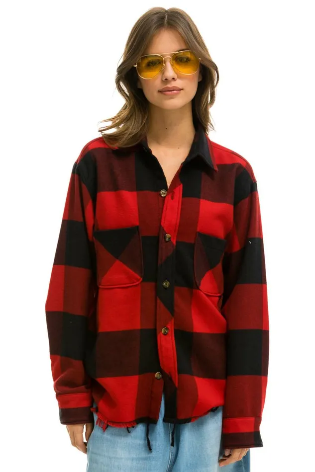 Women PLAID FLANNEL WESTERN SHIRT 8211 BUFFALO PLAID Aviator Nation UnisexTees