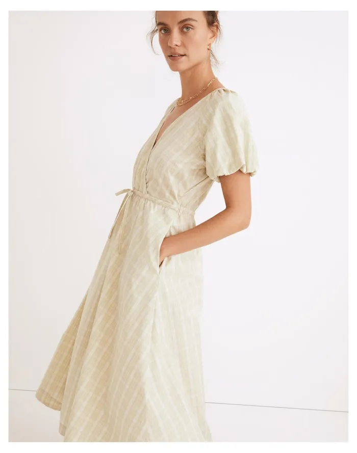 Women Plaid Tie Waist Midi Dress Faded Seagrass Madewell Dresses Women Plaid Tie Waist Midi Dress Faded Seagrass Madewell Dresses