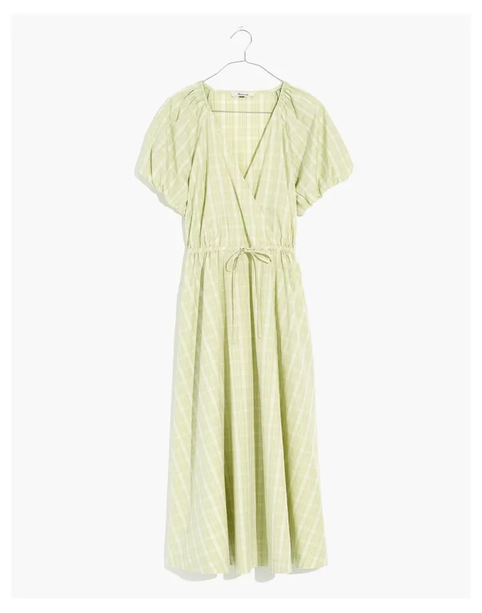 Women Plaid Tie Waist Midi Dress Faded Seagrass Madewell Dresses Women Plaid Tie Waist Midi Dress Faded Seagrass Madewell Dresses