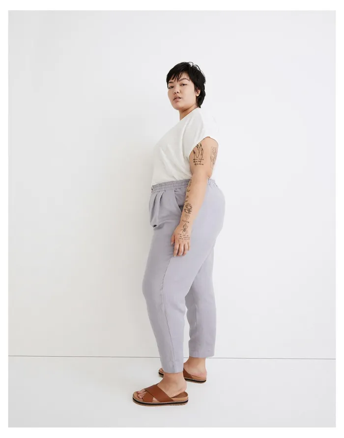 Women Plus Linen Blend Pull On Tapered Pants Faded Lavender Madewell Pants Women Plus Linen Blend Pull On Tapered Pants Faded Lavender Madewell Pants