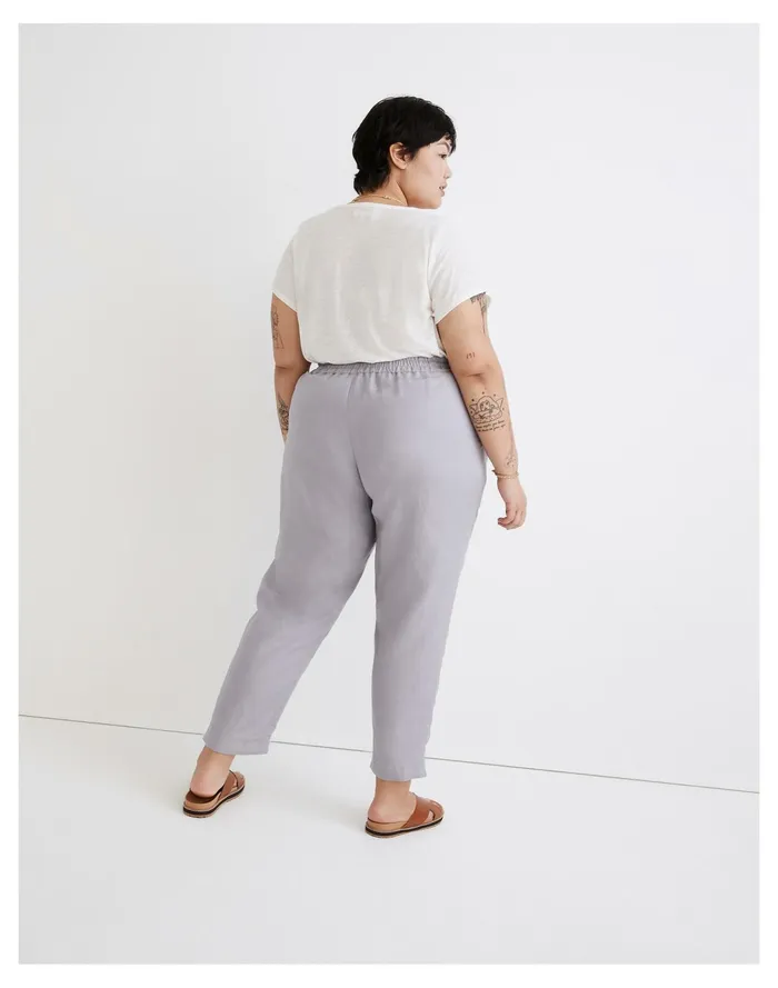 Women Plus Linen Blend Pull On Tapered Pants Faded Lavender Madewell Pants Women Plus Linen Blend Pull On Tapered Pants Faded Lavender Madewell Pants