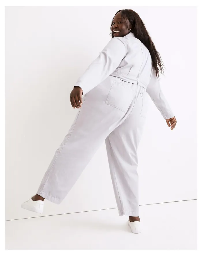 Women Plus Long Sleeve Tie Waist Fatigue Jumpsuit Faded Lavender Madewell Jumpsuits and Overalls Women Plus Long Sleeve Tie Waist Fatigue Jumpsuit Faded Lavender Madewell Jumpsuits and Overalls