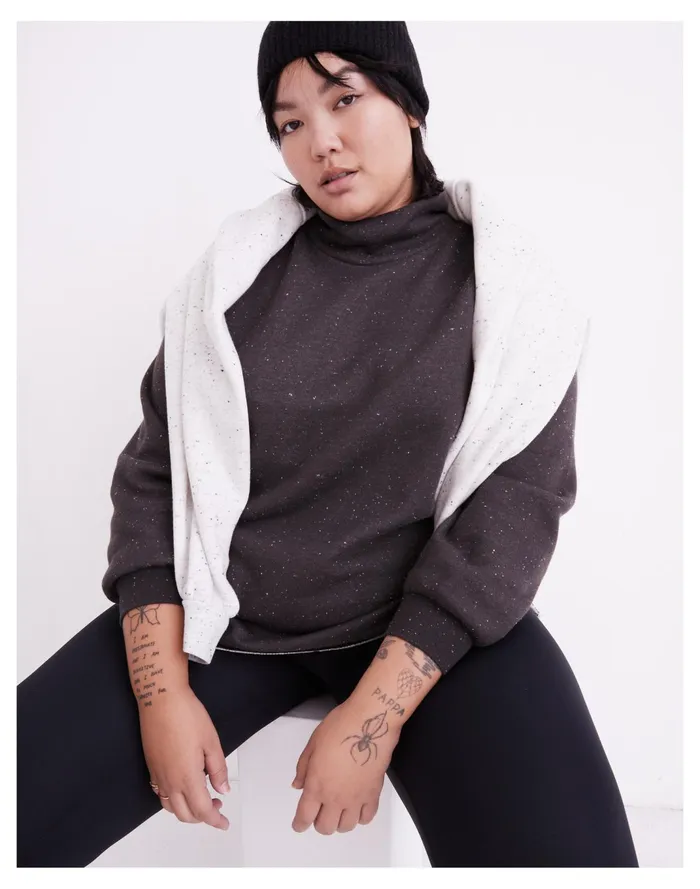 Women Plus MWL Betterterry Relaxed Turtleneck Sweatshirt Hthr Donegal Charcoal Madewell MWL Athleisure Women Plus MWL Betterterry Relaxed Turtleneck Sweatshirt Hthr Donegal Charcoal Madewell MWL Athleisure