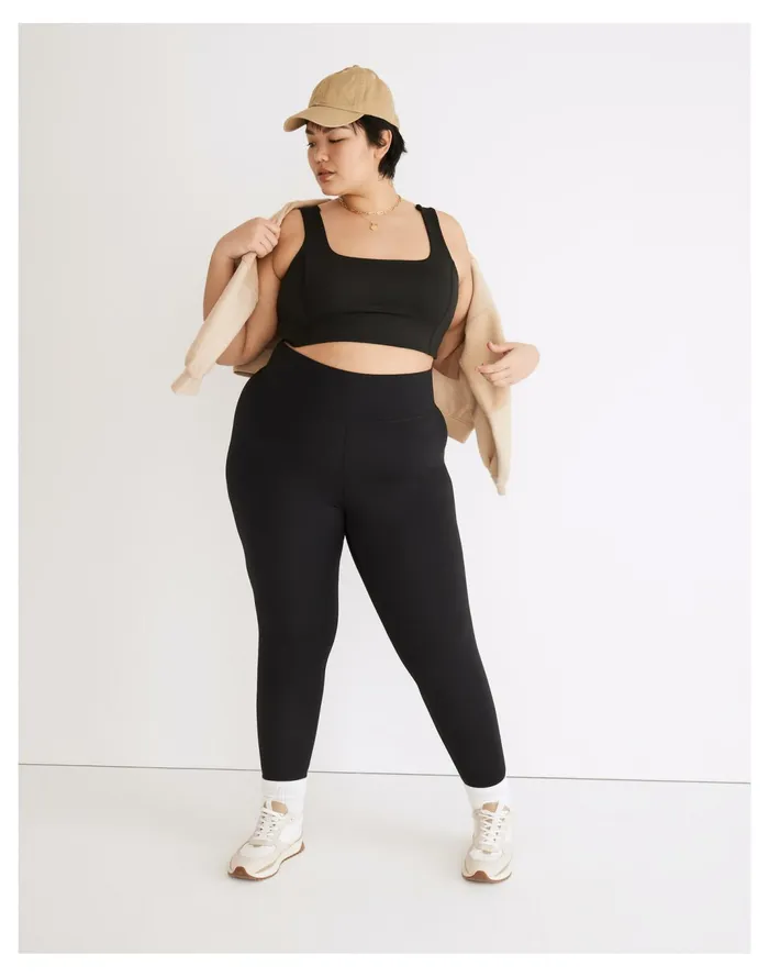 Women Plus MWL Flex Square Neck Sports Bra True Black Madewell Activewear