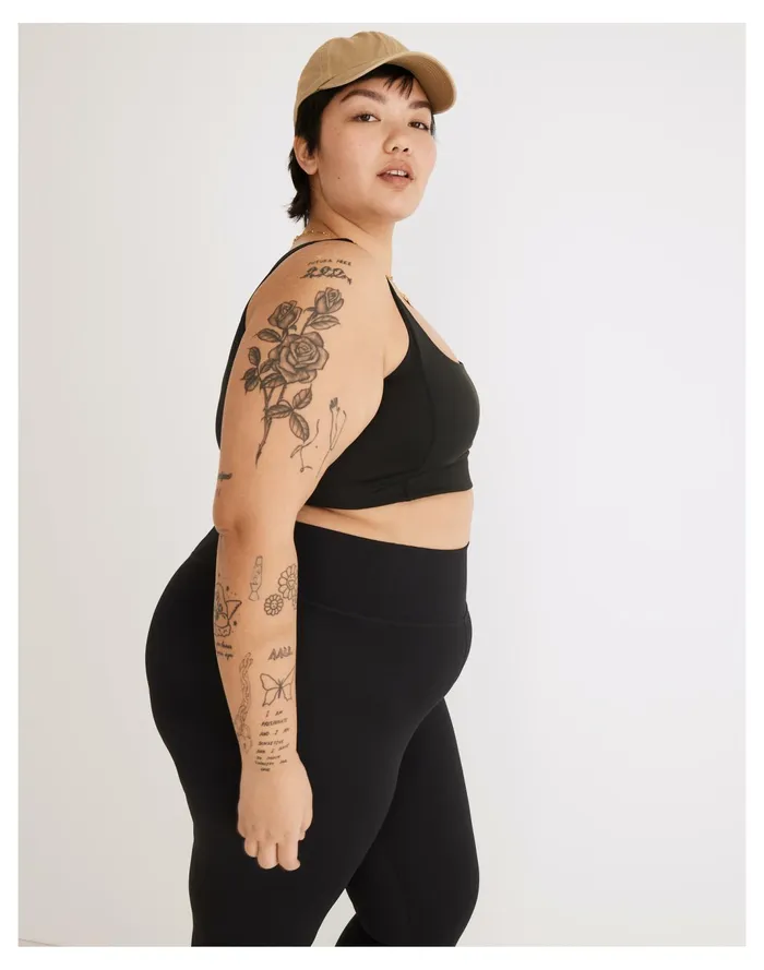 Women Plus MWL Flex Square Neck Sports Bra True Black Madewell Activewear Women Plus MWL Flex Square Neck Sports Bra True Black Madewell Activewear