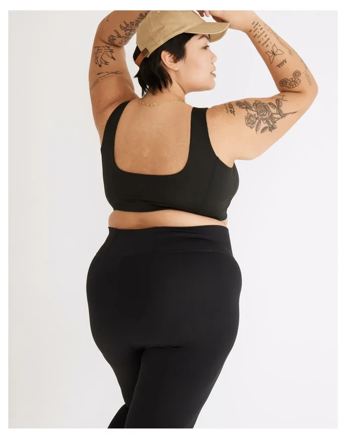 Women Plus MWL Flex Square Neck Sports Bra True Black Madewell Activewear Women Plus MWL Flex Square Neck Sports Bra True Black Madewell Activewear