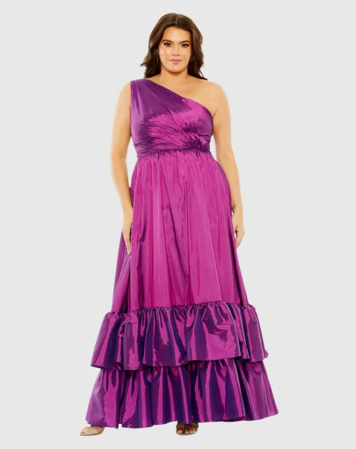 Women Plus Size Dresses Mac Duggal One Shoulder Asymmetrical Ruffle Hem Gown Turquoise Women Plus Size Dresses Mac Duggal One Shoulder Asymmetrical Ruffle Hem Gown Turquoise