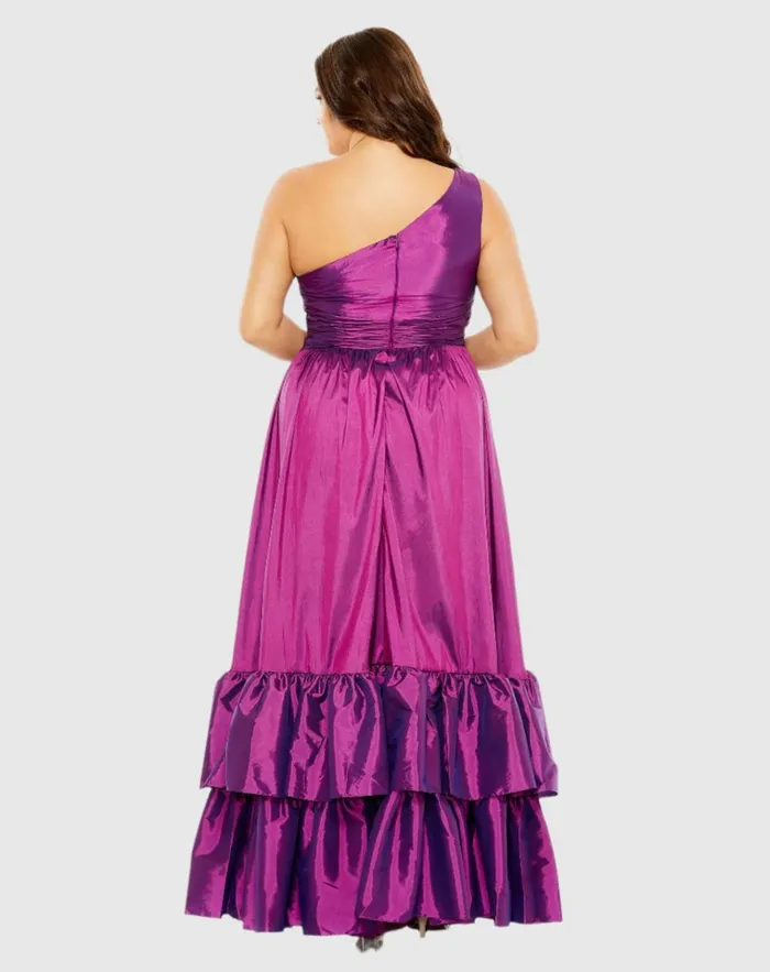 Women Plus Size Dresses Mac Duggal One Shoulder Asymmetrical Ruffle Hem Gown Turquoise Women Plus Size Dresses Mac Duggal One Shoulder Asymmetrical Ruffle Hem Gown Turquoise