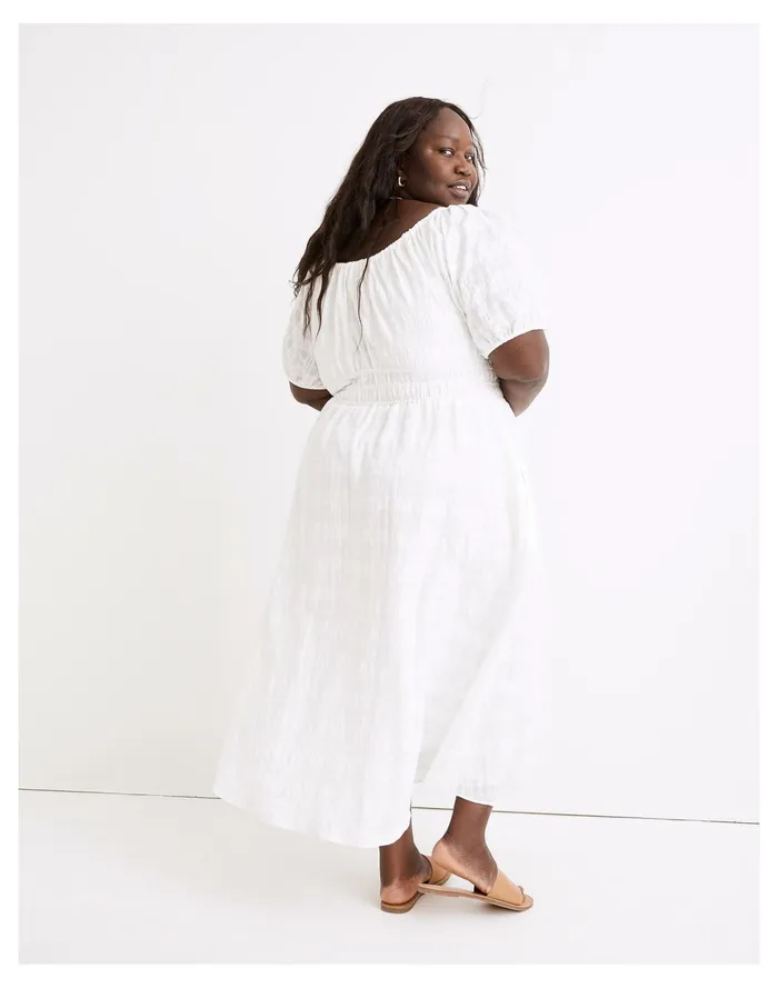 Women Plus Sophia Midi Dress In Seersucker Check Lighthouse Madewell Dresses Women Plus Sophia Midi Dress In Seersucker Check Lighthouse Madewell Dresses