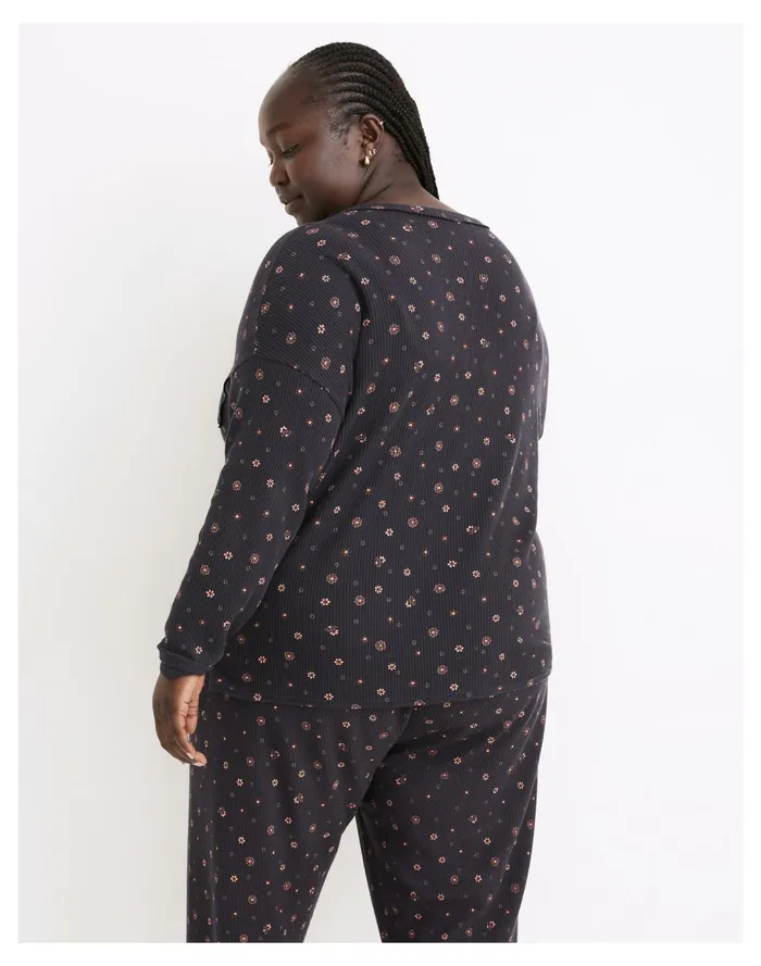 Women Plus Waffle Knit Henley Pajama Top In Bandana Floral Night Vision Madewell Pajamas Women Plus Waffle Knit Henley Pajama Top In Bandana Floral Night Vision Madewell Pajamas
