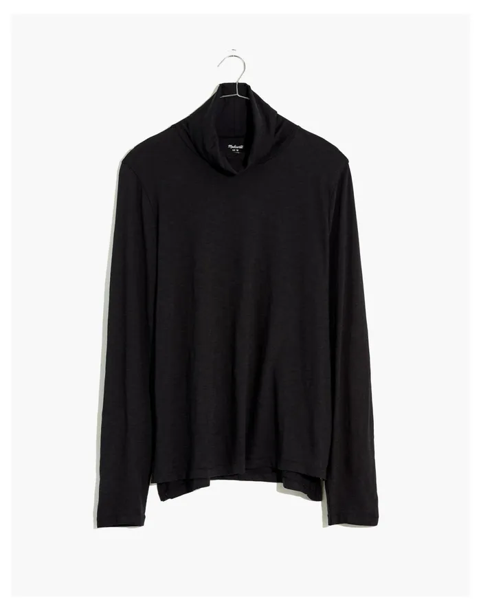 Women Plus Whisper Cotton Turtleneck In Herrick Stripe True Black Madewell Tees Women Plus Whisper Cotton Turtleneck In Herrick Stripe True Black Madewell Tees