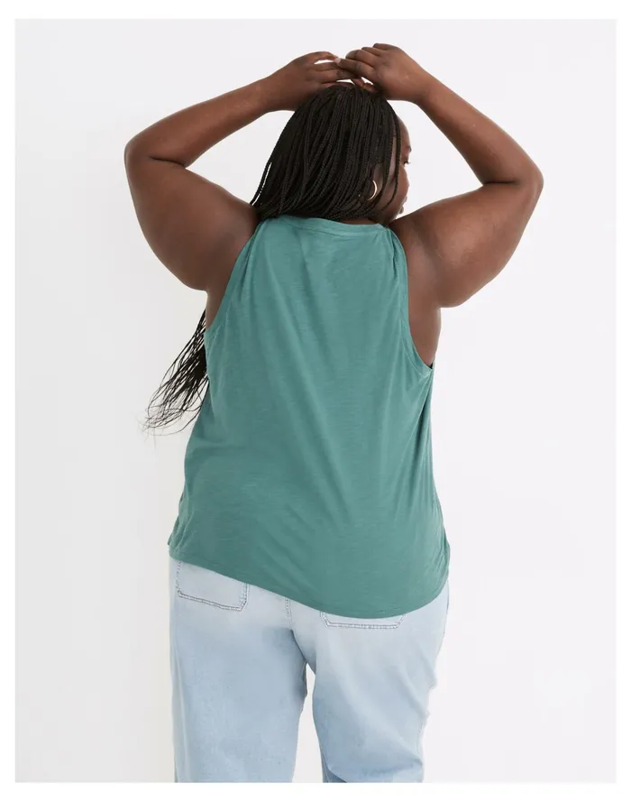Women Plus Whisper Cotton V Neck Tank Shaded Evergreen Madewell Tees Women Plus Whisper Cotton V Neck Tank Shaded Evergreen Madewell Tees