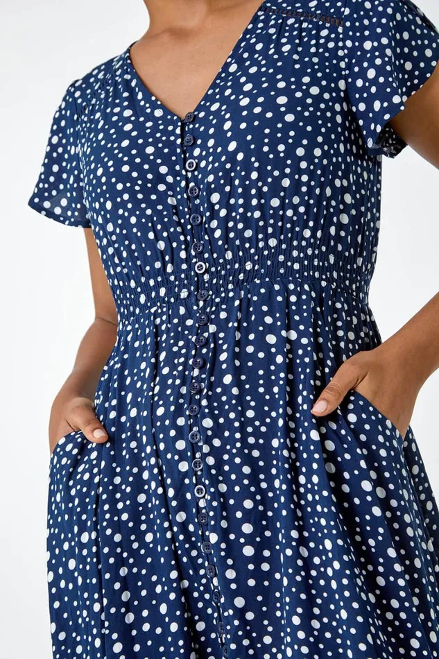 Women Polka Dot Lace Detail Maxi Dress Roman Dresses