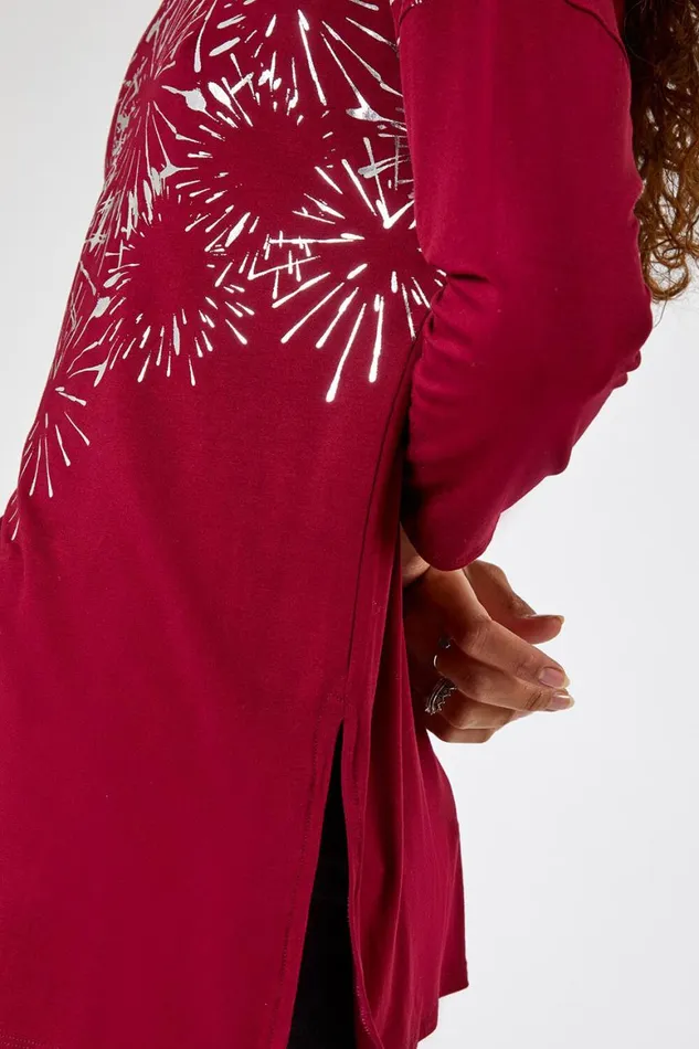 Women Port Metallic Firework Stretch Top Roman Tops