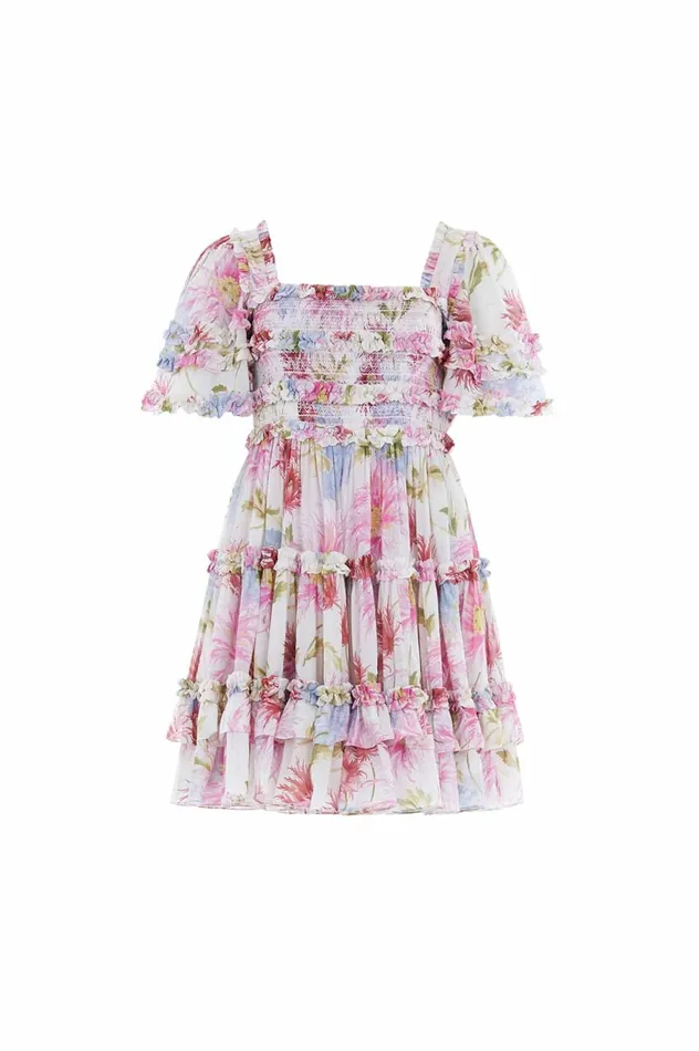 Women Printed Dresses Needle and Thread Hummingbird Chiffon Smocked Micro Mini Dress Multi Women Printed Dresses Needle and Thread Hummingbird Chiffon Smocked Micro Mini Dress Multi