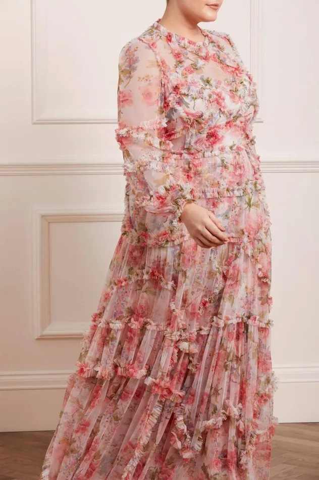 Women Printed Dresses Needle and Thread Summer Song Diamond Ruffle Gown Multi