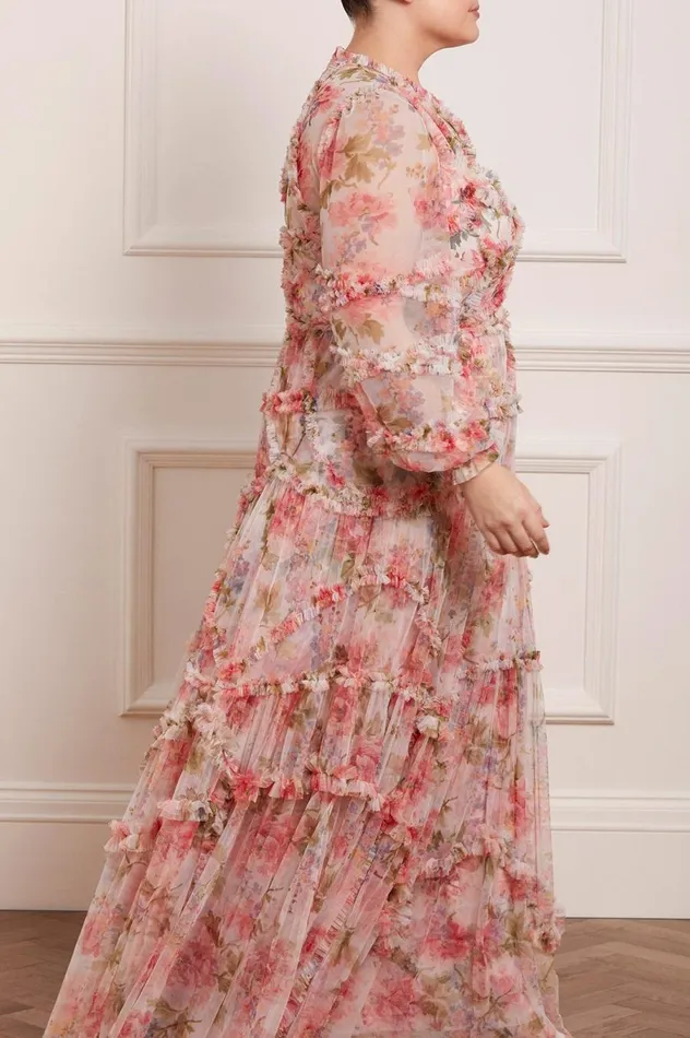 Women Printed Dresses Needle and Thread Summer Song Diamond Ruffle Gown Multi