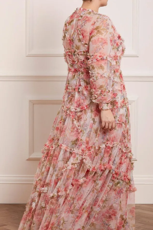 Women Printed Dresses Needle and Thread Summer Song Diamond Ruffle Gown Multi