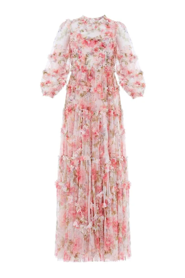 Women Printed Dresses Needle and Thread Summer Song Diamond Ruffle Gown Multi