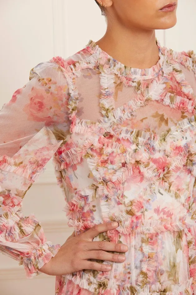 Women Printed Dresses Needle and Thread Summer Song Diamond Ruffle Gown Multi