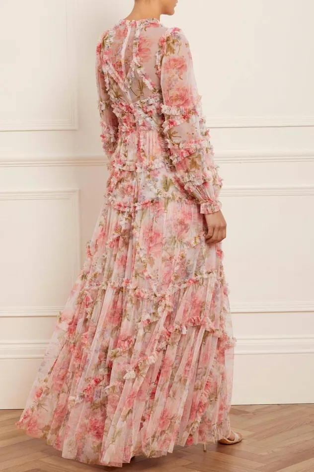 Women Printed Dresses Needle and Thread Summer Song Diamond Ruffle Gown Multi
