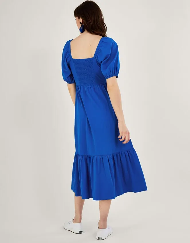 Women Puff Sleeve ORing Detail Midi Dress Blue Monsoon Dresses