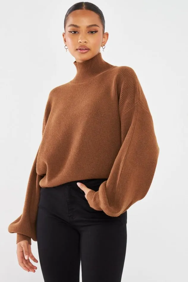 Women Pull Court Col Montant Marron Brown Brentiny Paris Sweaters and Sweatshirts Women Pull Court Col Montant Marron Brown Brentiny Paris Sweaters and Sweatshirts