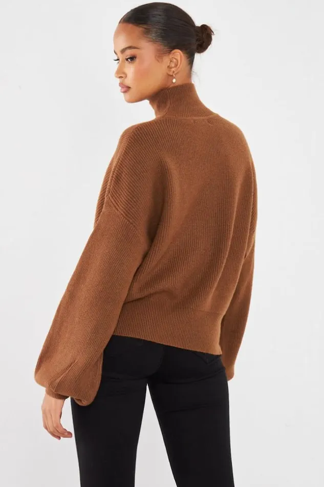 Women Pull Court Col Montant Marron Brown Brentiny Paris Sweaters and Sweatshirts Women Pull Court Col Montant Marron Brown Brentiny Paris Sweaters and Sweatshirts
