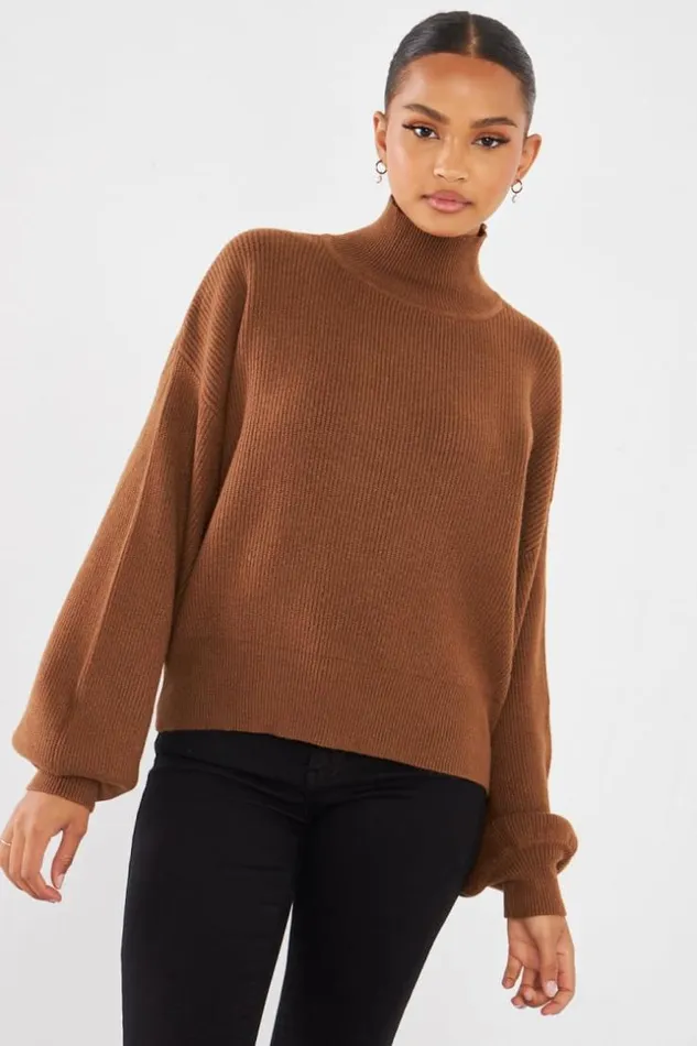 Women Pull Court Col Montant Marron Brown Brentiny Paris Sweaters and Sweatshirts Women Pull Court Col Montant Marron Brown Brentiny Paris Sweaters and Sweatshirts