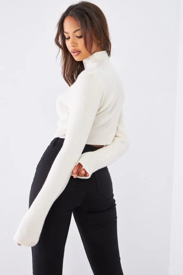 Women Pull cru Court En Laine Ecru Brentiny Paris Sweaters and Sweatshirts