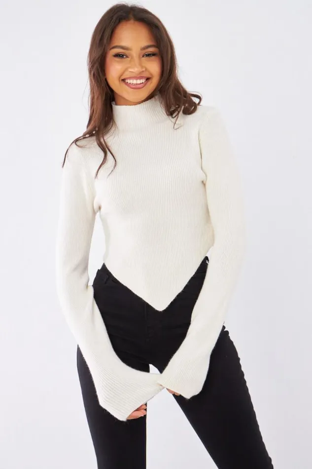 Women Pull cru Court En Laine Ecru Brentiny Paris Sweaters and Sweatshirts