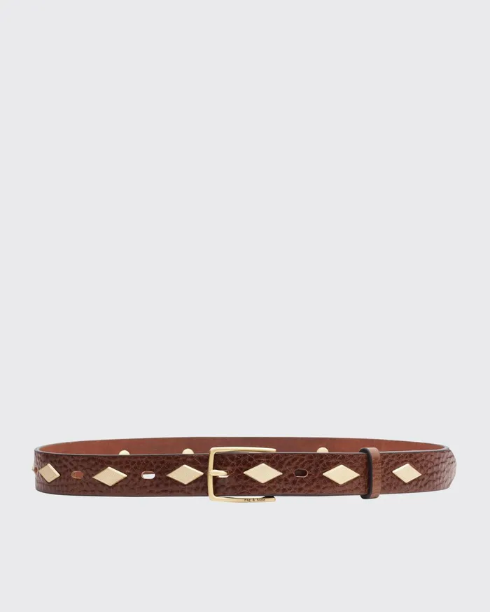 Women Rag and Bone Belts Colin Studded Belt Brown