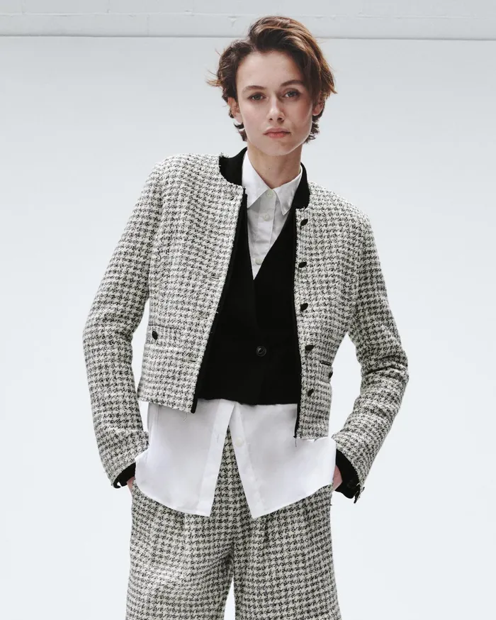 Women Rag and Bone Blazers and Vests Carmen Cotton Jacket Black White