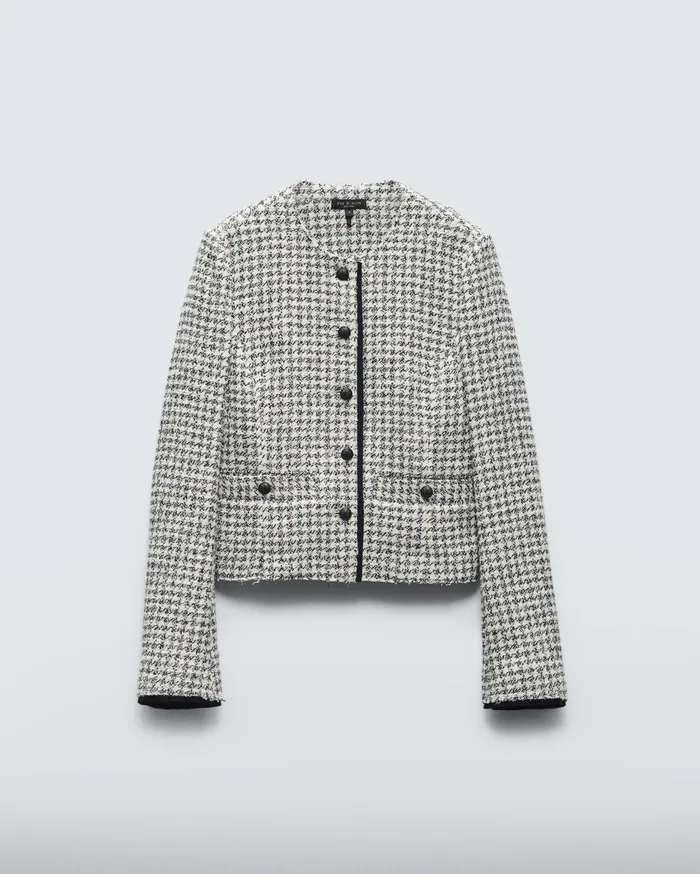 Women Rag and Bone Blazers and Vests Carmen Cotton Jacket Black White Women Rag and Bone Blazers and Vests Carmen Cotton Jacket Black White