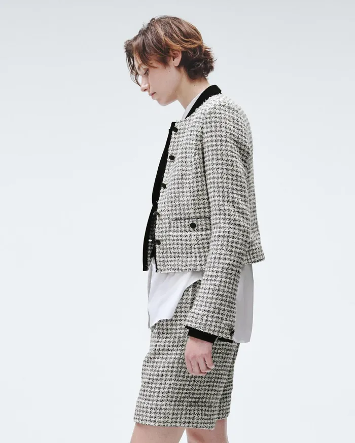 Women Rag and Bone Blazers and Vests Carmen Cotton Jacket Black White Women Rag and Bone Blazers and Vests Carmen Cotton Jacket Black White