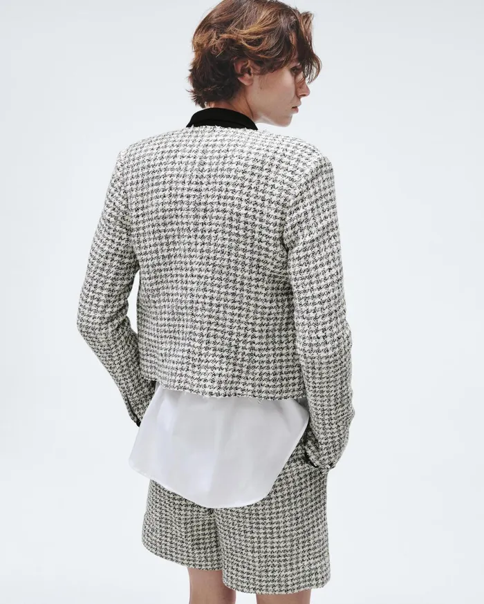 Women Rag and Bone Blazers and Vests Carmen Cotton Jacket Black White Women Rag and Bone Blazers and Vests Carmen Cotton Jacket Black White