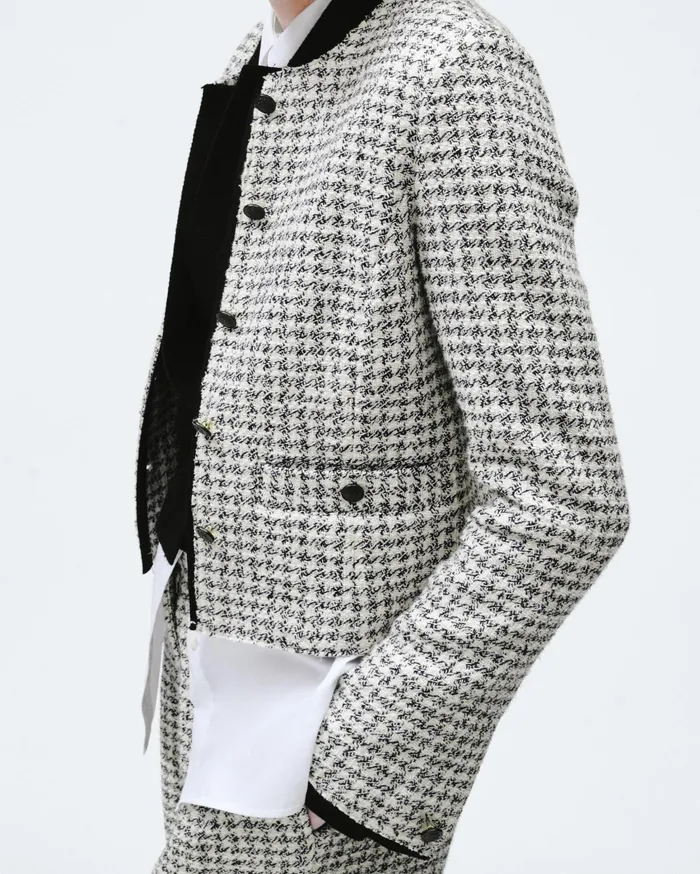 Women Rag and Bone Blazers and Vests Carmen Cotton Jacket Black White Women Rag and Bone Blazers and Vests Carmen Cotton Jacket Black White