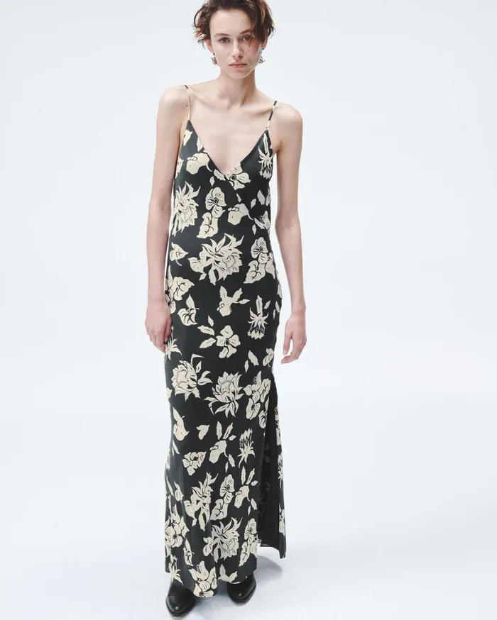Women Rag and Bone Dresses and Skirts Larissa Printed Silk Dress Black Floral