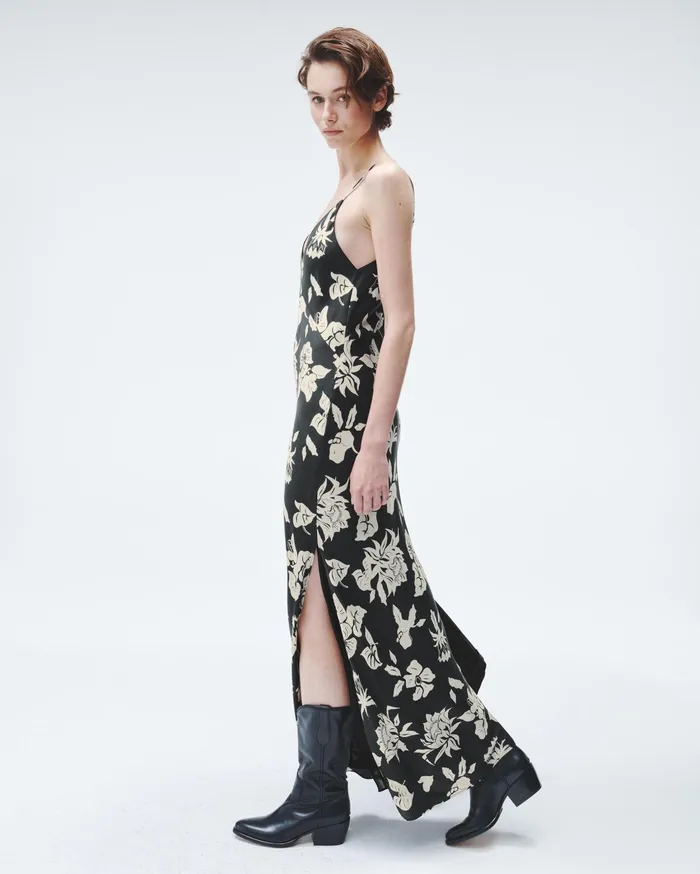 Women Rag and Bone Dresses and Skirts Larissa Printed Silk Dress Black Floral Women Rag and Bone Dresses and Skirts Larissa Printed Silk Dress Black Floral