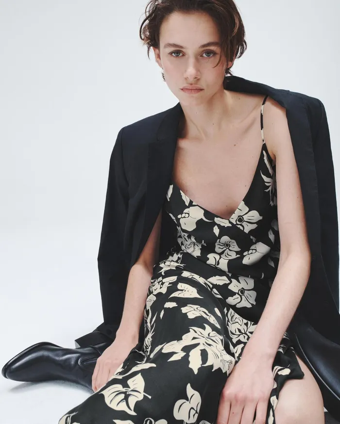 Women Rag and Bone Dresses and Skirts Larissa Printed Silk Dress Black Floral Women Rag and Bone Dresses and Skirts Larissa Printed Silk Dress Black Floral