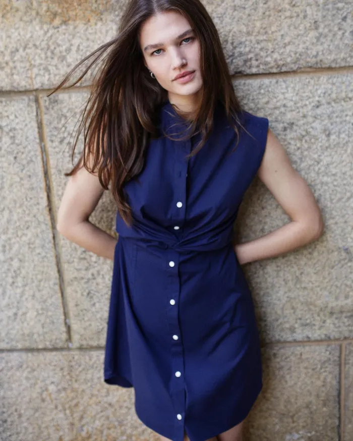 Women Rag and Bone Dresses and Skirts Louisa Cotton Poplin Dress Navy