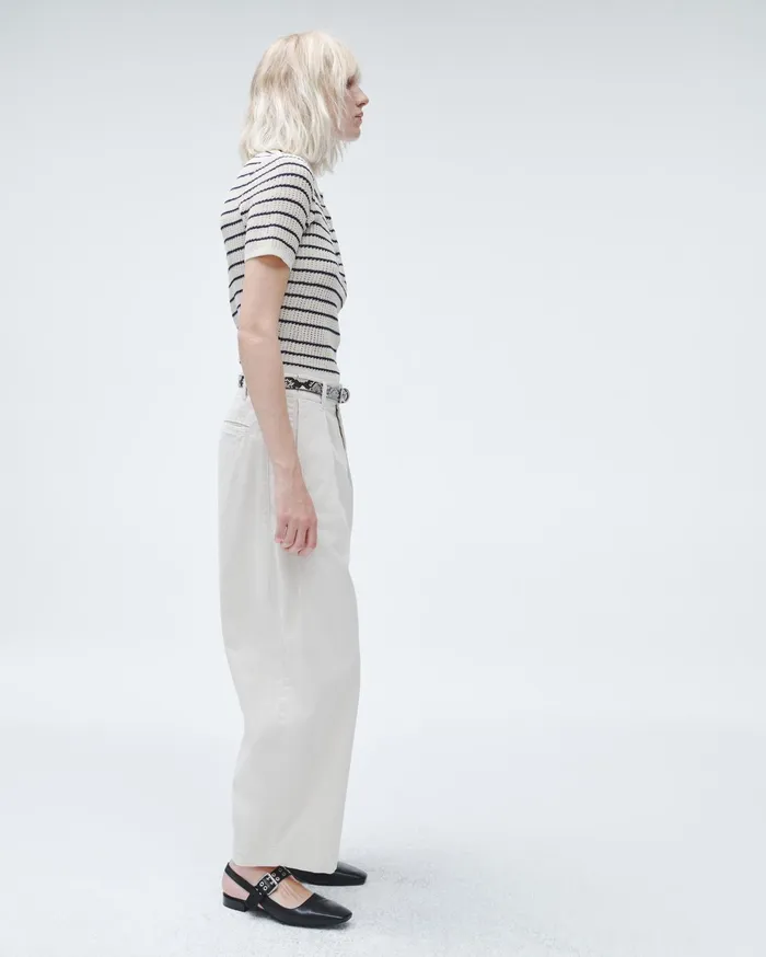 Women Rag and Bone Sweaters Viola Striped Cotton Polo Turtledove Multi Women Rag and Bone Sweaters Viola Striped Cotton Polo Turtledove Multi