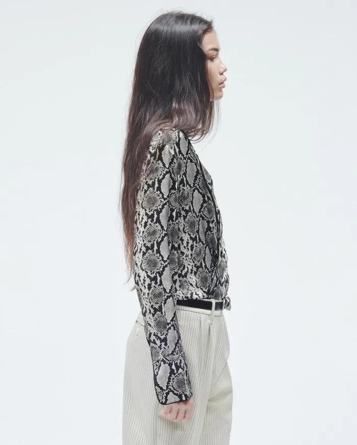 Women Rag and Bone Tops Aurora Printed Silk Shirt Snake Print