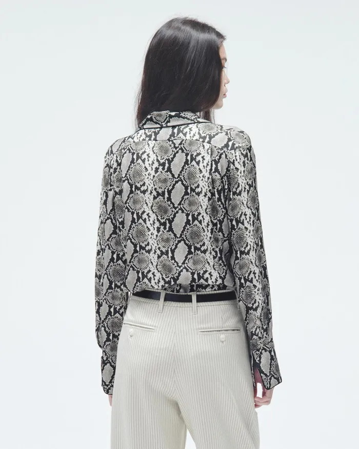 Women Rag and Bone Tops Aurora Printed Silk Shirt Snake Print