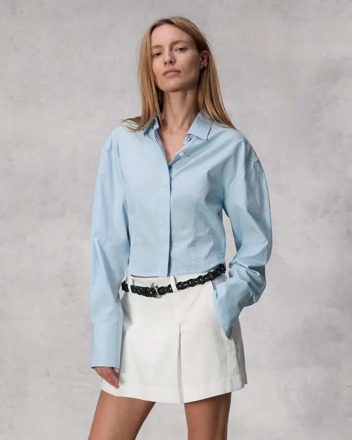 Women Rag and Bone Tops Claudia Cotton Poplin Shirt Light Blue