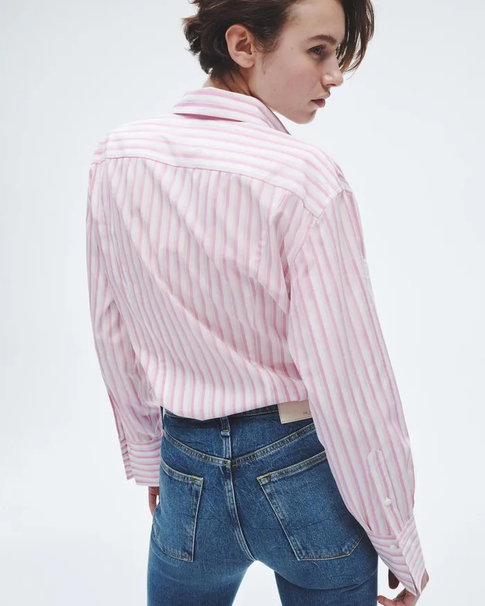 Women Rag and Bone Tops Indiana Striped Cotton Poplin Shirt Pink Stripe Women Rag and Bone Tops Indiana Striped Cotton Poplin Shirt Pink Stripe