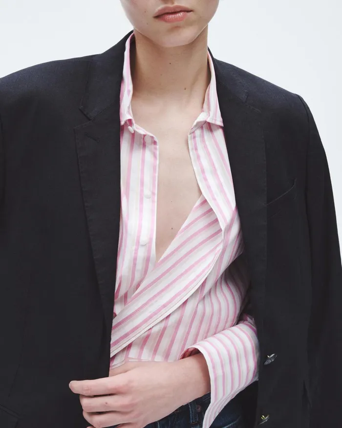 Women Rag and Bone Tops Indiana Striped Cotton Poplin Shirt Pink Stripe Women Rag and Bone Tops Indiana Striped Cotton Poplin Shirt Pink Stripe